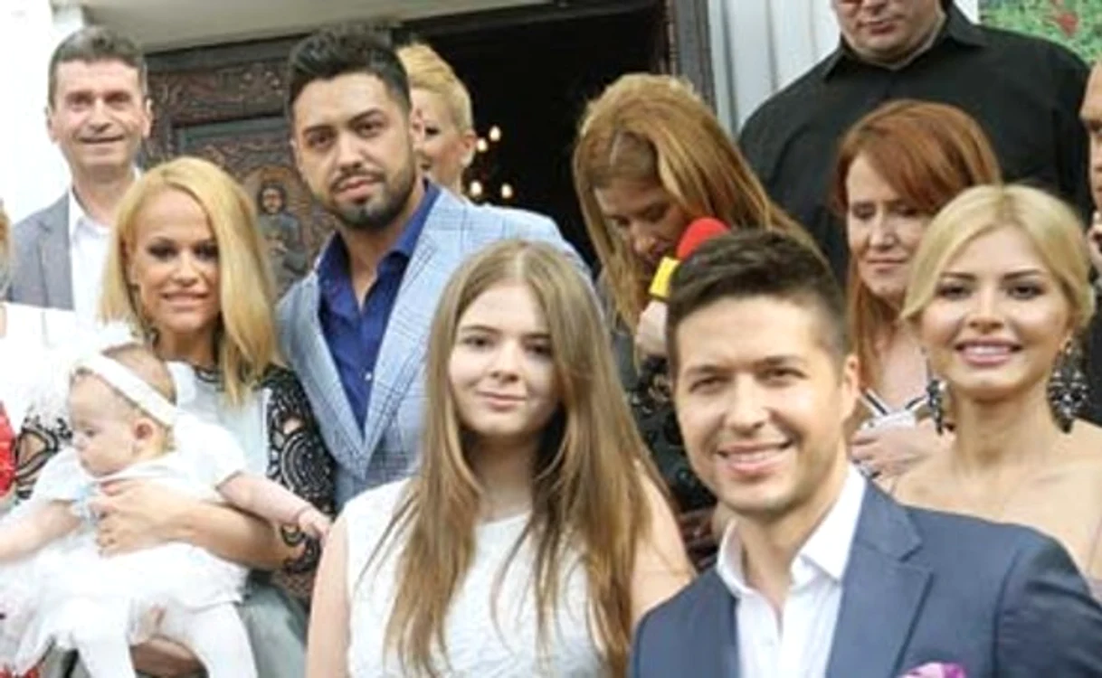 Anda Adam și Sorin Andrei, la botezul fiicei lor