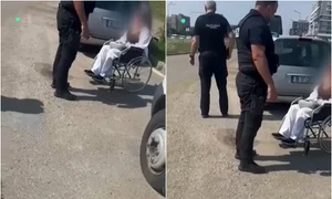 tanara in scaun cu rotile la cersit bucuresti jpg