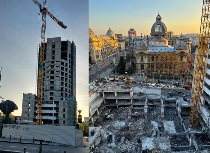 A rămas doar scheletul turnului, în timp ce Podiumul a fost demolat. Foto: Popp și Asociaţii