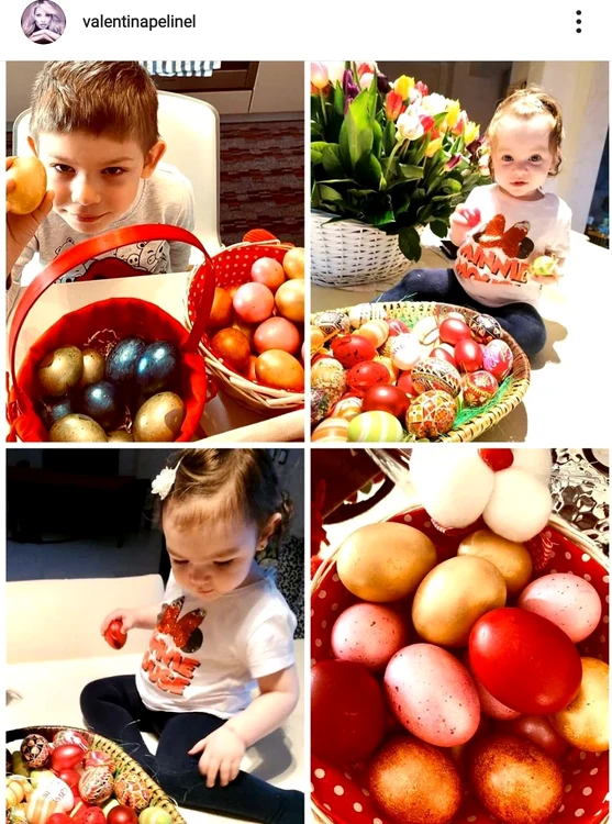 Milan și surioarele Indira și Rania, încântați de ouăle colorate