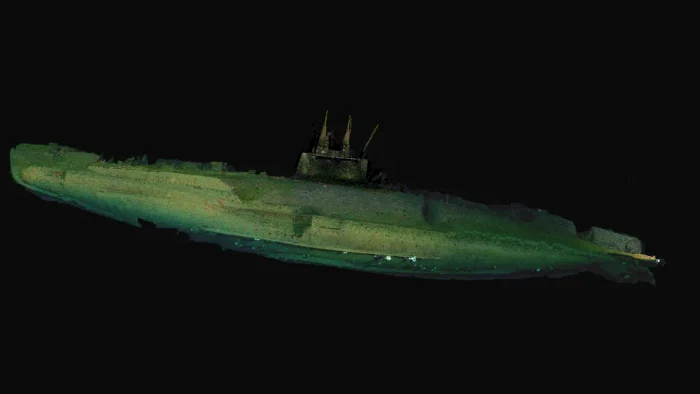 Reconstrucția submarinului USS F-1 pe fundul mării California. Foto: Oceanographic Institution