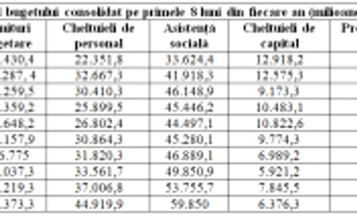 tablou executie bugetara