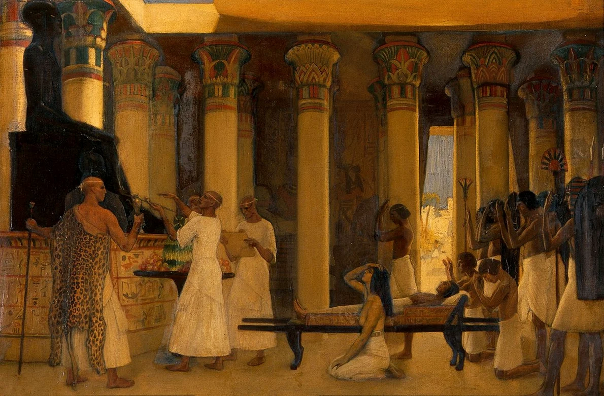 O invocație către I-em-hetep, zeitatea egipteană a medicinei. Pictură de Ernest Board