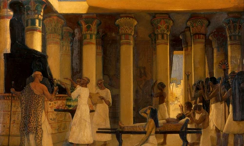 O invocație către I-em-hetep, zeitatea egipteană a medicinei. Pictură de Ernest Board 