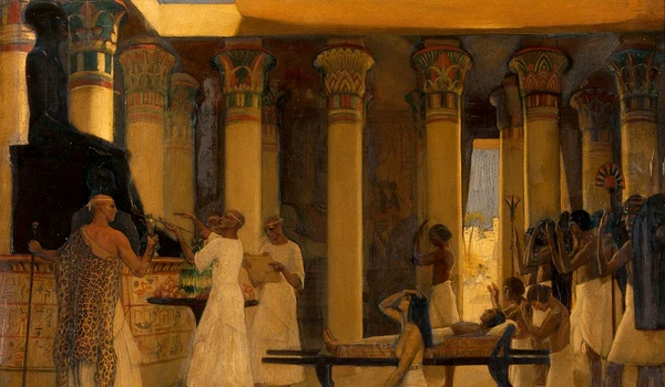 O invocație către I-em-hetep, zeitatea egipteană a medicinei. Pictură de Ernest Board 
