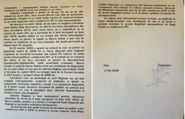 Scrisoarea publică a unor poliţişti din Călimăneşti - referitoare la neregulile din sistem Foto evenimentvalcean ro 2