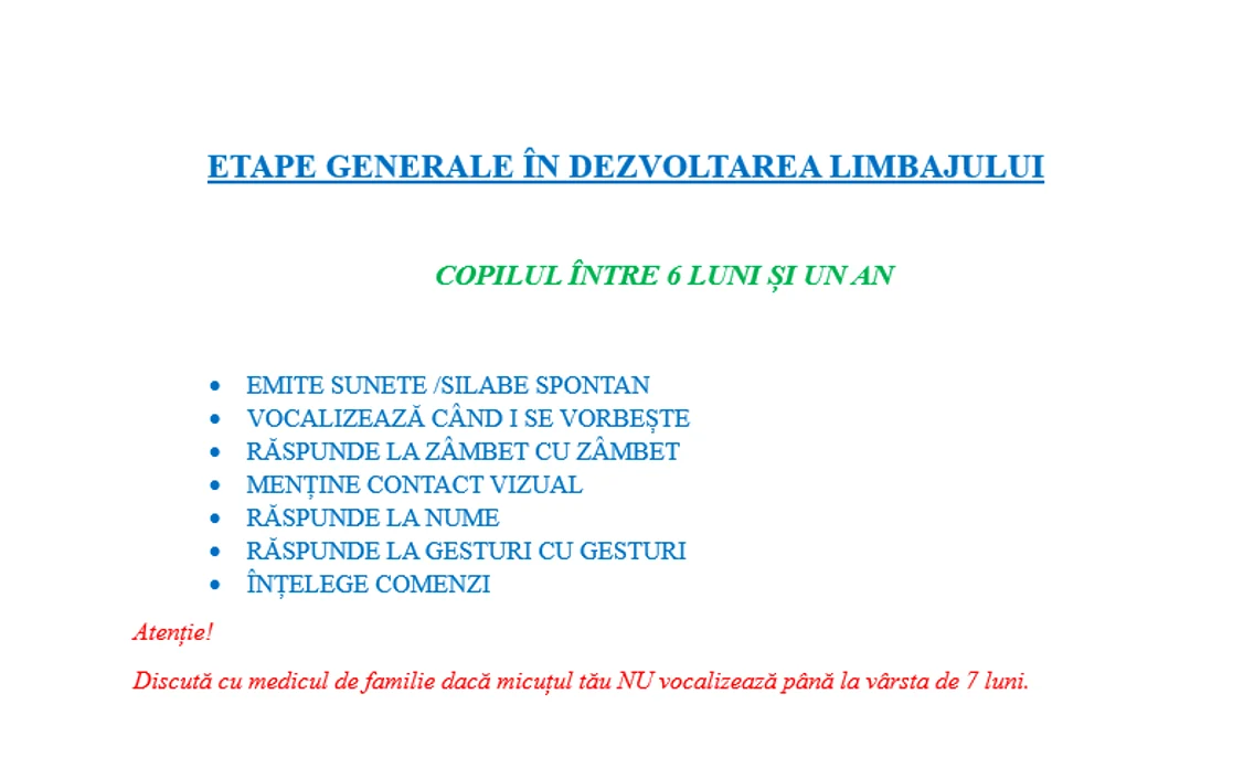 Copilul, între 6 luni și un an 