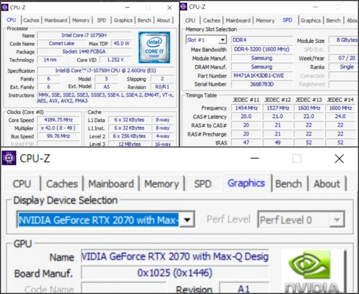 Acer Predator Triton 300 specificati CPUZ