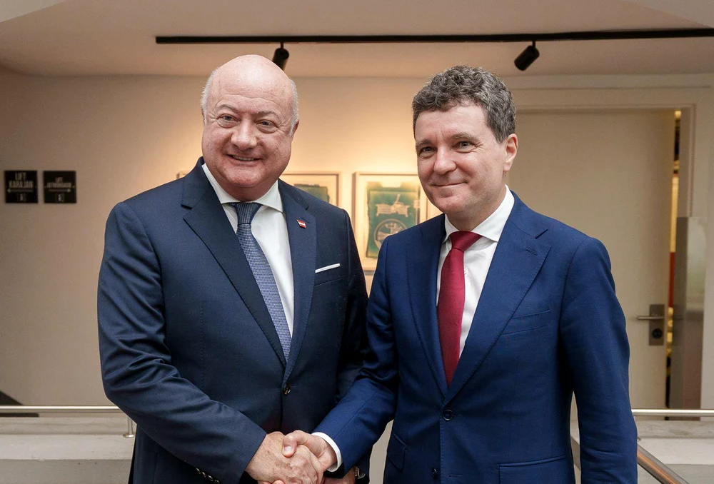 Cancelarul Federal austriac, Christian Stocker și președintele Nicușor Dan FOTO: X/Nicușor Dan