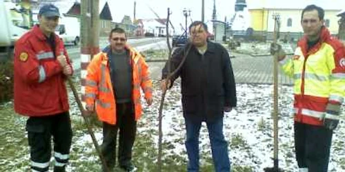 Pompierii voluntari au plantat 14 puieţi de tei