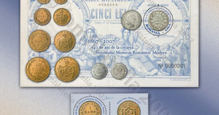 Legea Sistemului Monetar Românesc a fost adoptată în anul 1867                        FOTO: Romfilatelia