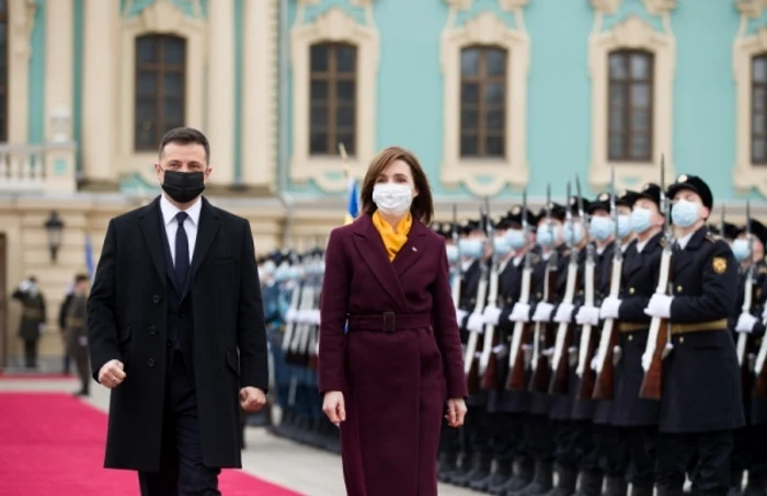 Maia Sandu şi preşedintele Ucrainei, Volodimir Zelenski.