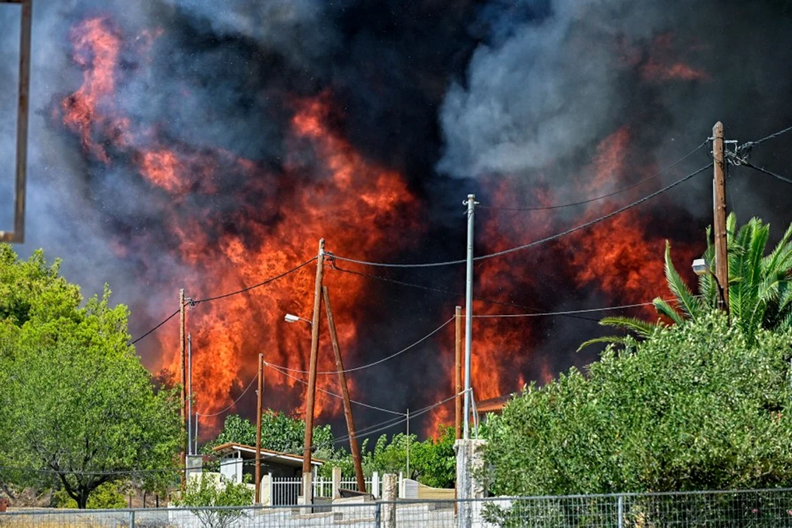 Incendiu de vegetație, Grecia, 23 iunie 2024 - Foto X (ex Twitter)