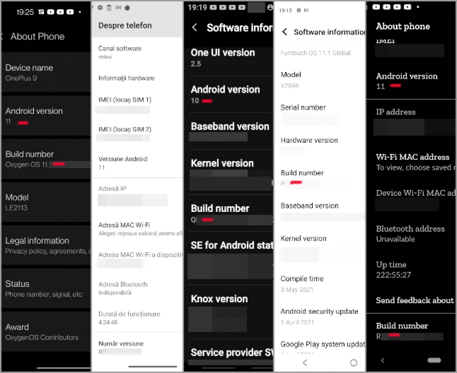 Build number / Număr versiune pe smartphone cu Android