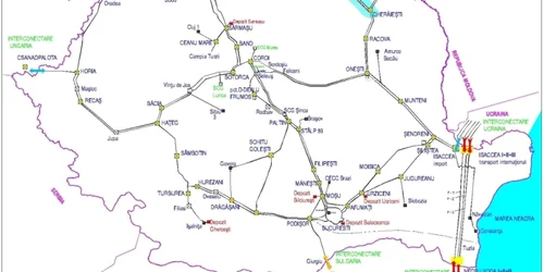 Harta - Interconectarea sistemului naţional de transport gaze naturale România cu sistemul naţional de transport gaze naturale Ucraina pe direcţia Gherăeşti – Siret