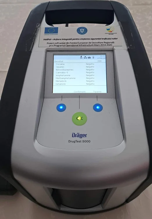 Aparat rapid drugtest Drager 5000 din dotarea Poliției Române - Foto Facebook