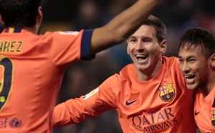 Suarez, Messi, Neymar, tripleta formidabilă din atacul Barcelonei. FOTO: AFP