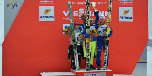 Podiumul primei etape de sărituri cu schiurile de la Râşnov. FOTOSimona Suciu