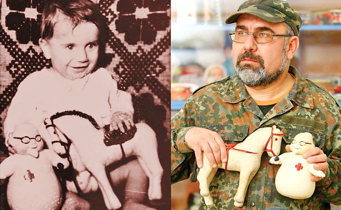 Ing. Cristian Dumitru, în copilărie şi în prezent, ţinând în mâini aceleaşi jucăriiFotografii: Arhivă personală/Adevărul
