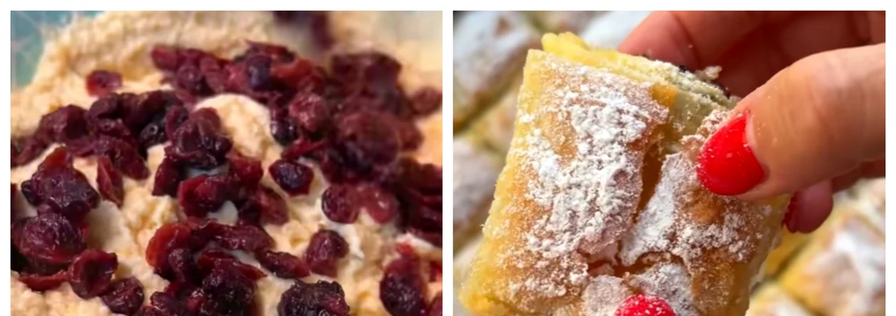 Plăcintă cu brânză dulce / FOTO: Colaj captură video TikTok