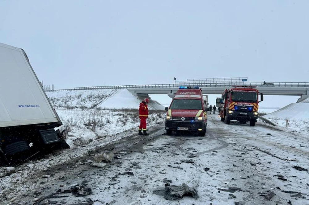 Accident grav în județul Timiș FOTO: ISU Timiș