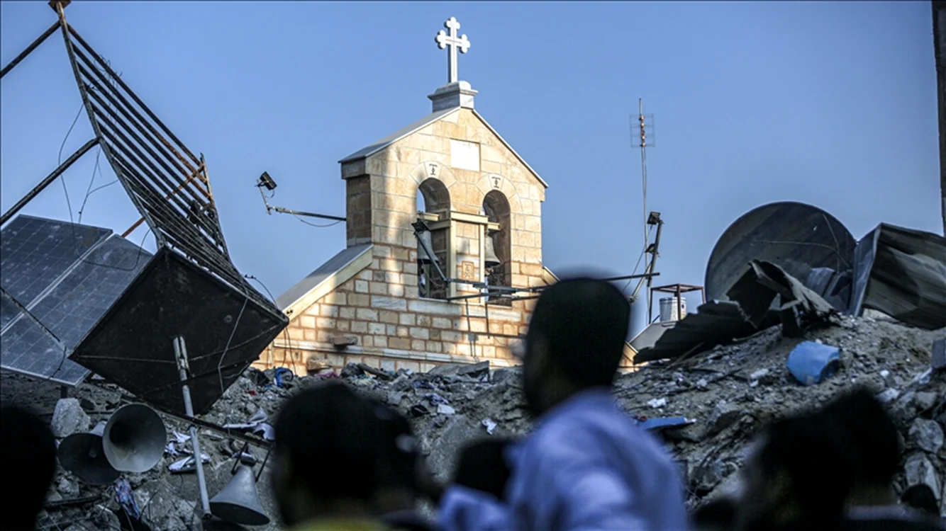 Cea mai veche biserică creștină din Gaza după un bombardament al armatei israeliene