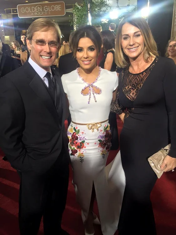 Nadia Comăneci și Burt Conner, alături de actrița Eva Longoria