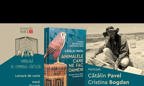 Eveniment Humanitas: Cătălin Pavel și Cristina Bogdan în dialog cu Tatiana Niculescu despre „Animalele care ne fac oameni Blană, cozi și pene în arheologie” jpeg
