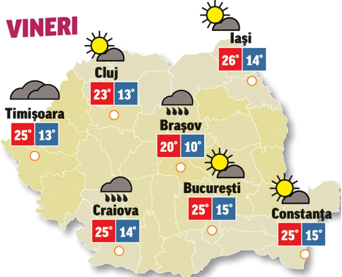 Prognoza meteo 19 iunie anunță că vremea va fi instabilă din punct de vedere termic