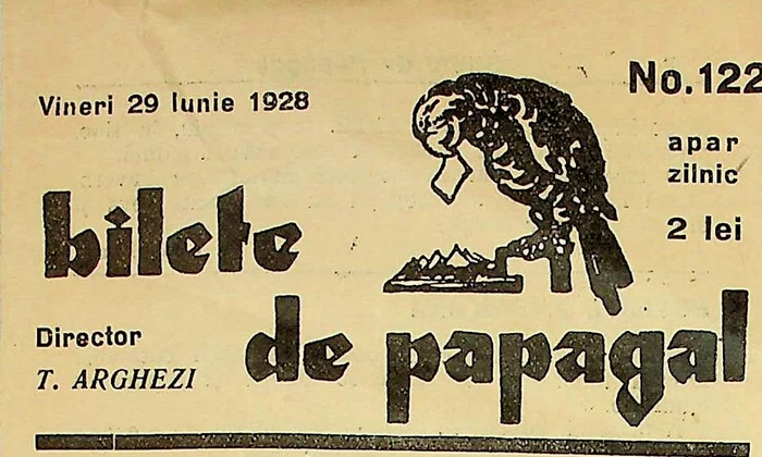 „Bilete de papagal” (antet). ANR, SANIC, colecția Personalități, 1.3.1.A.5, f. 1