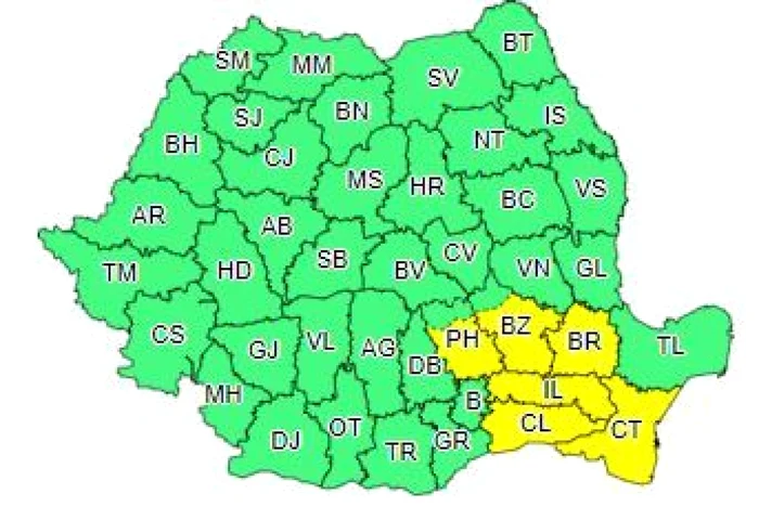 calarasi cod galben joi FOTO meteoromania.ro