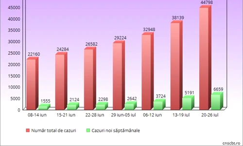 Graficul arată cum numărul cazurilor a crescut în fiecare săptămână jpeg