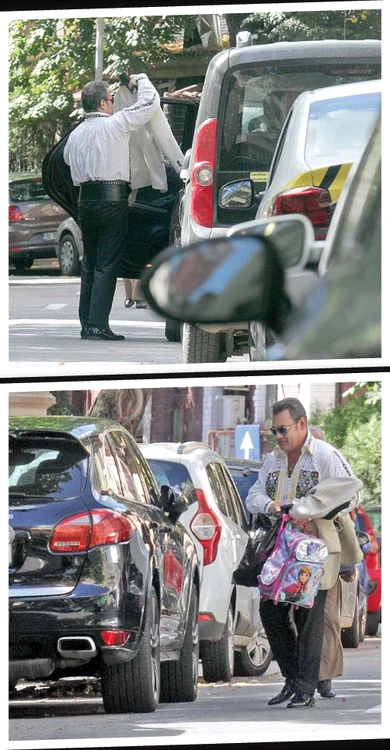 Dichisit și cu pantalonii  călcați la dungă,  Ionuț Dolănescu  se dă jos din bolidul roșu 