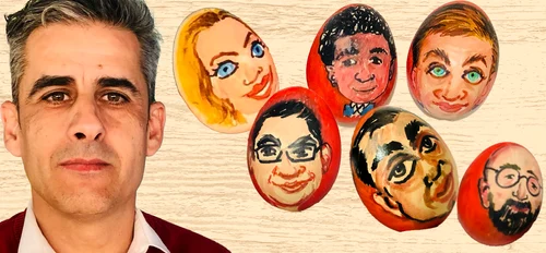 A desenat pe ouă chipurile celor mai în vogă politicieni
