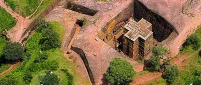 Biserica Sfântului Gheroghe din ansamblul de 11 biserici din Etiopia. Sursă foto: Getty Images 