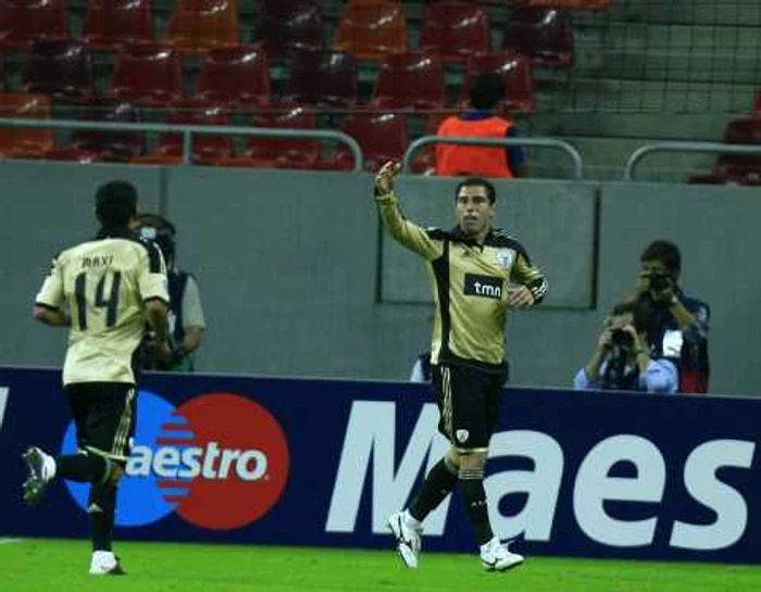 Bruno Cesar exultă după golul marcat la Bucureşti, primul pe «Arena Naţională»