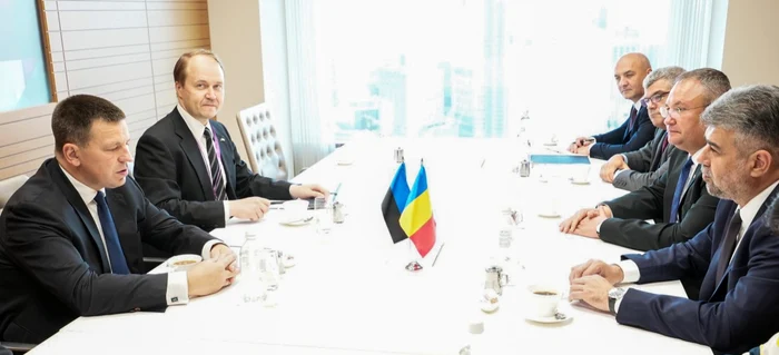 Nicolae Ciucă și Marcel Ciolacu la întâlnirea cu Juri Ratas FOTO gov.ro