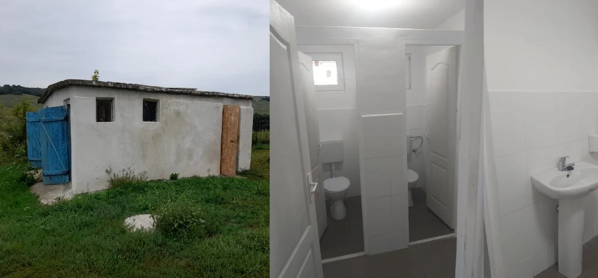 Cum arăta vechea latrină și cum au fost făcute băile în interior FOTO Cosmin Zamfirache