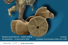 Afișul expoziției „A fost odată ca niciodată…! Scurtă istorie a copilăriei în primele patru veacuri de stăpânire romană la Pontul Euxin”