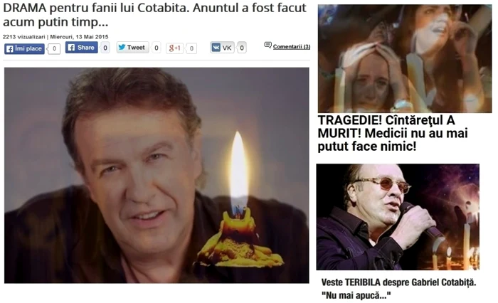 Veşti despre Cotabiţă şi alte tragedii