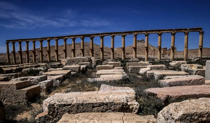 Marea Colonadă,  structură faimoasă din Palmira,  lungă de mai bine de un kilometru