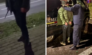 Tânăr care își amenința cu cuțitul colegii, imobilizat de jandarmi  foto colaj jandarmeria salaj png
