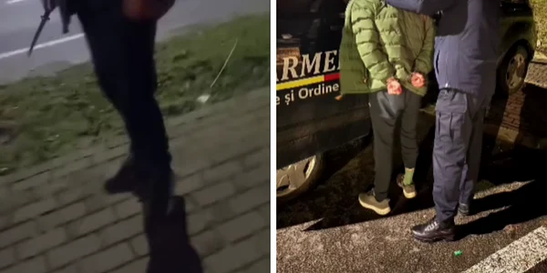 Tânăr care își amenința cu cuțitul colegii, imobilizat de jandarmi  foto colaj jandarmeria salaj png