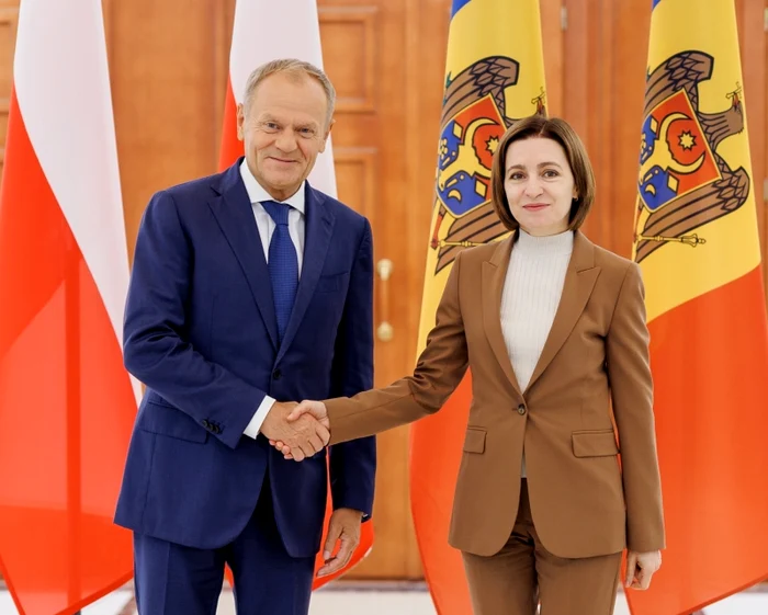 Donald Tusk și Maia Sandu au discutat în incinta instituției prezidențiale. FOTO: Presedinte.md
