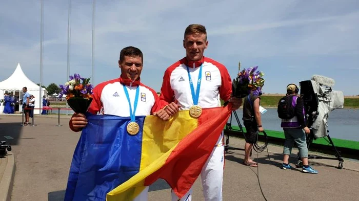 
    Cei doi campioni români de la canoe dublu, din cadrul Jocurilor Europene de la Minsk  