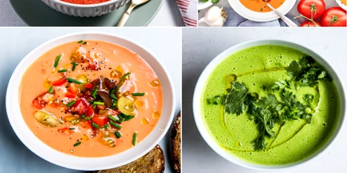 Gazpacho variante ale supei reci din Andaluzia Spania excelentă pentru zilele călduroase Colaj