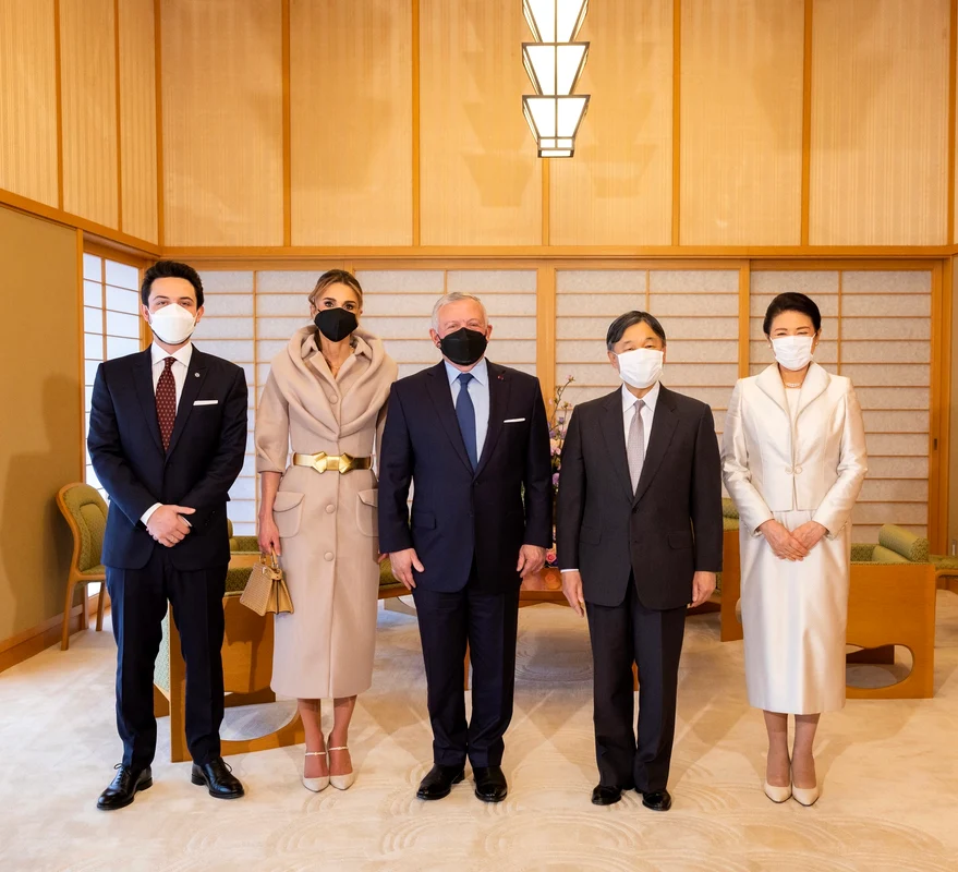 Familia Regală hașemită, alături de Împăratul Naruhito și Împărăteasa Masako