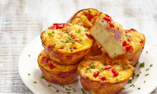 63568992   delicious egg muffins with ham, cheese and vegetables jpeg