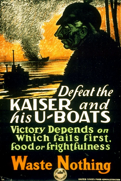 Poster de propagandă (1917-1918) al guvernului american, prin care se cerea populaţiei să nu facă risipă de alimente