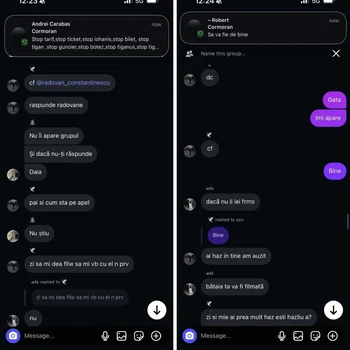 Schimbul de mesaje dintre fiul fostului șef ANPC și alți tineri FOTO: Facebook /Horia Constantinescu
